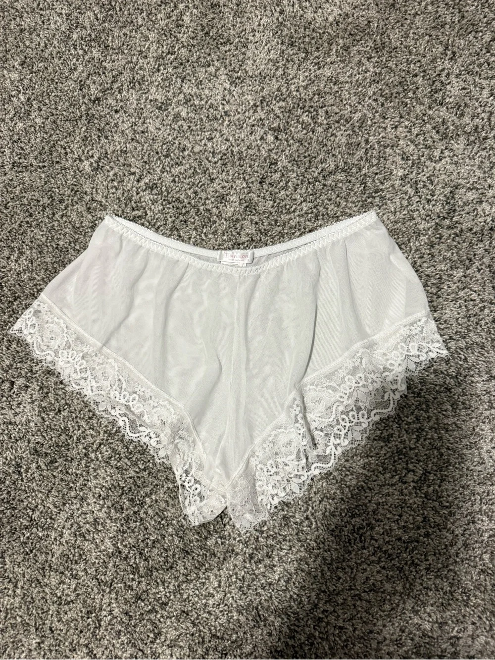 White Lace-Trim Sleep Shorts - Unbranded